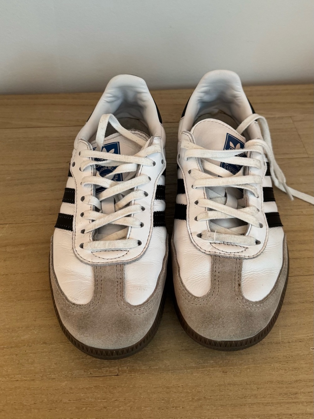 adidas White, Black & Beige Classic Leather Lace-Up Sneakers